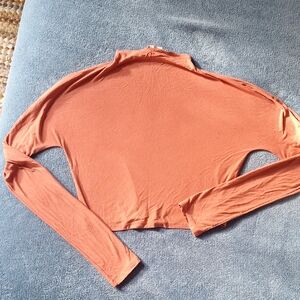 Women's Long Sleeve Cropped Top in Rust Orange